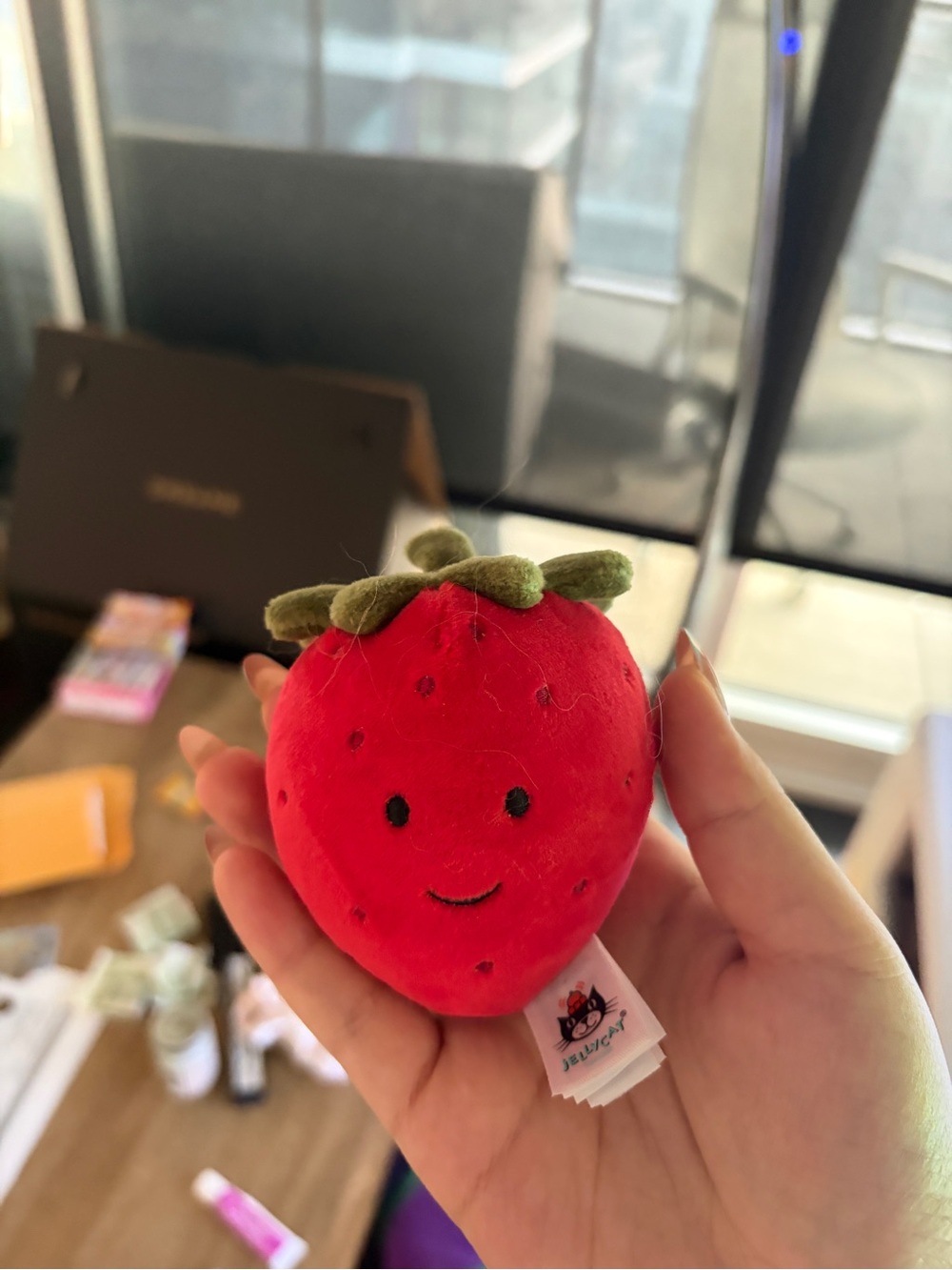 Jellycat Red Strawberry Plush with Green Leaf Top